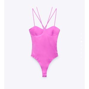 Zara strait satin bodysuit
